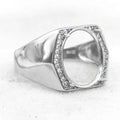 Sterling Silver 12*15mm Semi Mount Men's Ring Frame Empty Blank Claw Setting S925 Base Holder Without Center Stone for DIY Inlay
