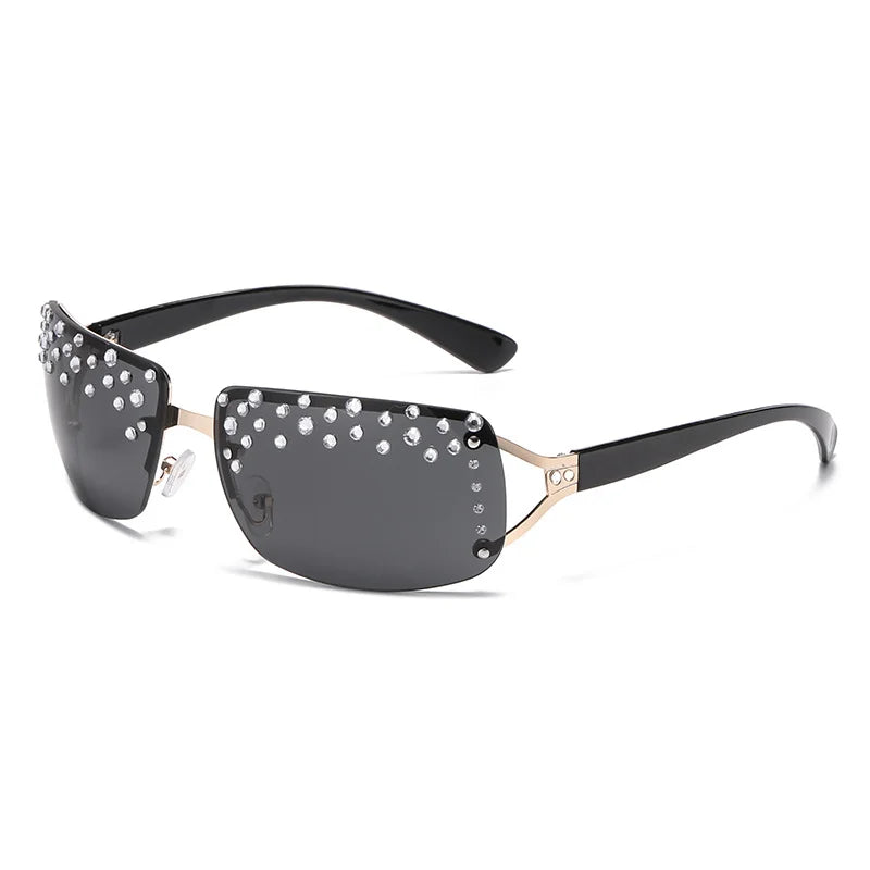 2025 Hot Sales Pearl Frame Women Candy Color Lenses Copper Lady Frameless Sunglasses