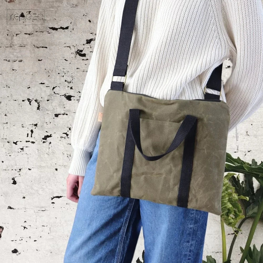 Rugged Waxed Canvas Bag With Handle Everyday Crossbody Bag