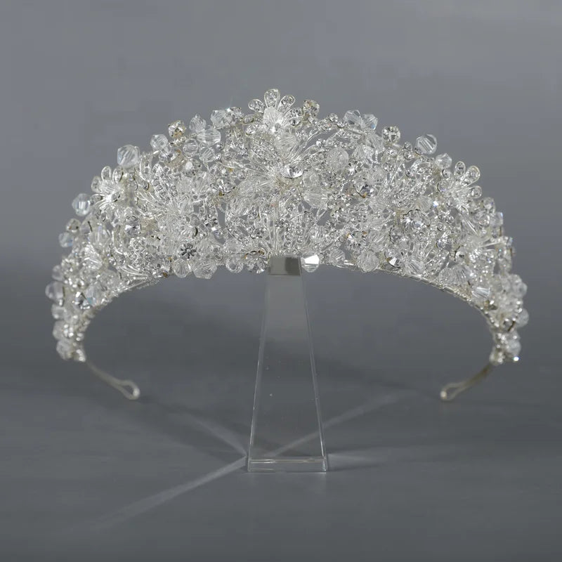 Sparkling Handmade Crystal Bridal Tiara Wedding Pageant Crown Girl Birthday Party Hair Accessories Crowns