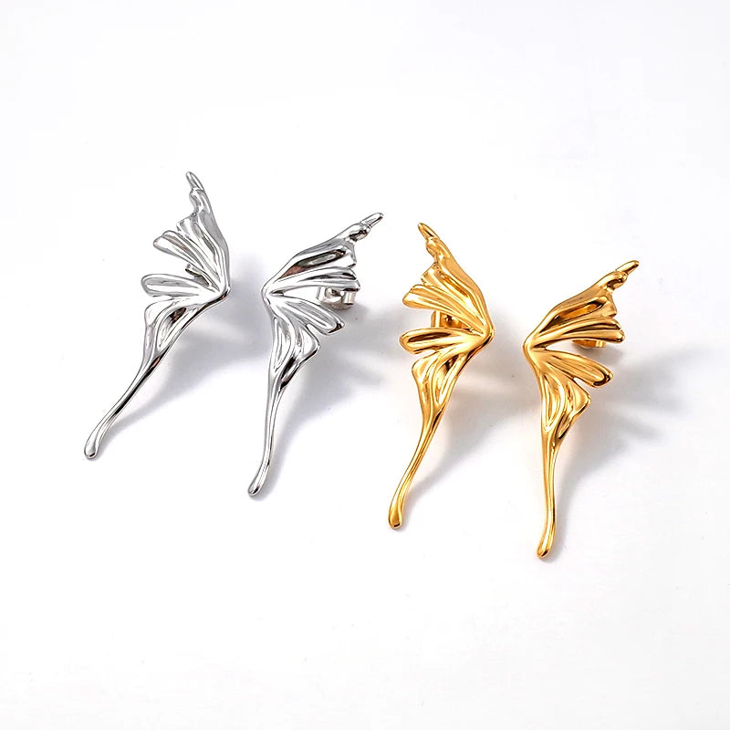 Italian Fashion Custom Stainless Steel Jewelry Wholesale Bulk 18K Gold Plated Unique Butterfly Wedding Stud Earrings for Brides