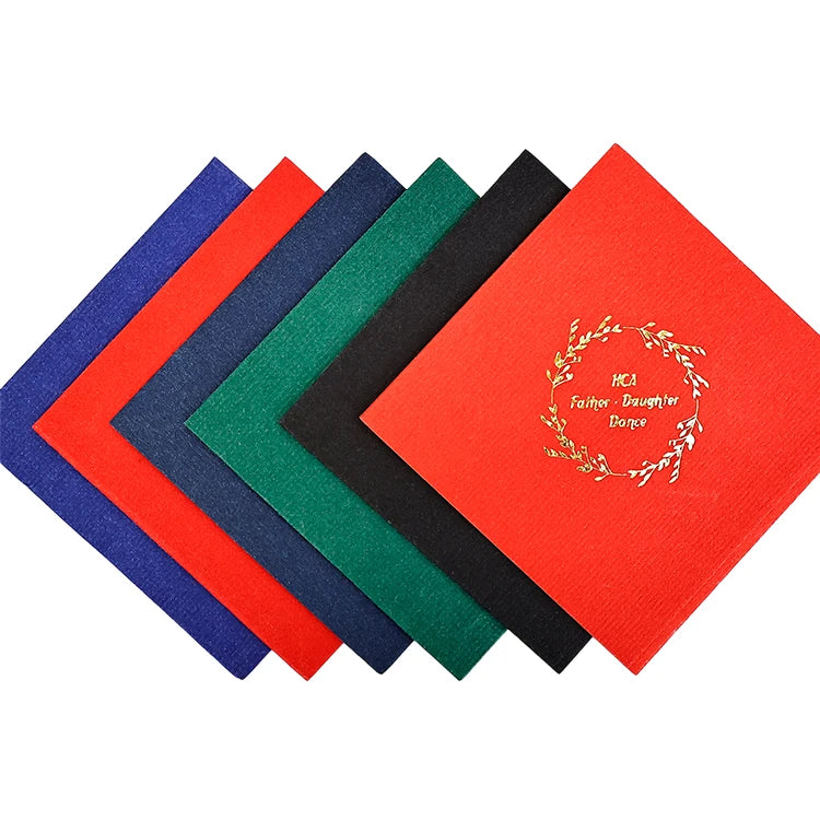 Wholesale 1/4 Folded Airlaid Napkin Cocktail Napkins With Foil Stamping for Restaurant and Hotel