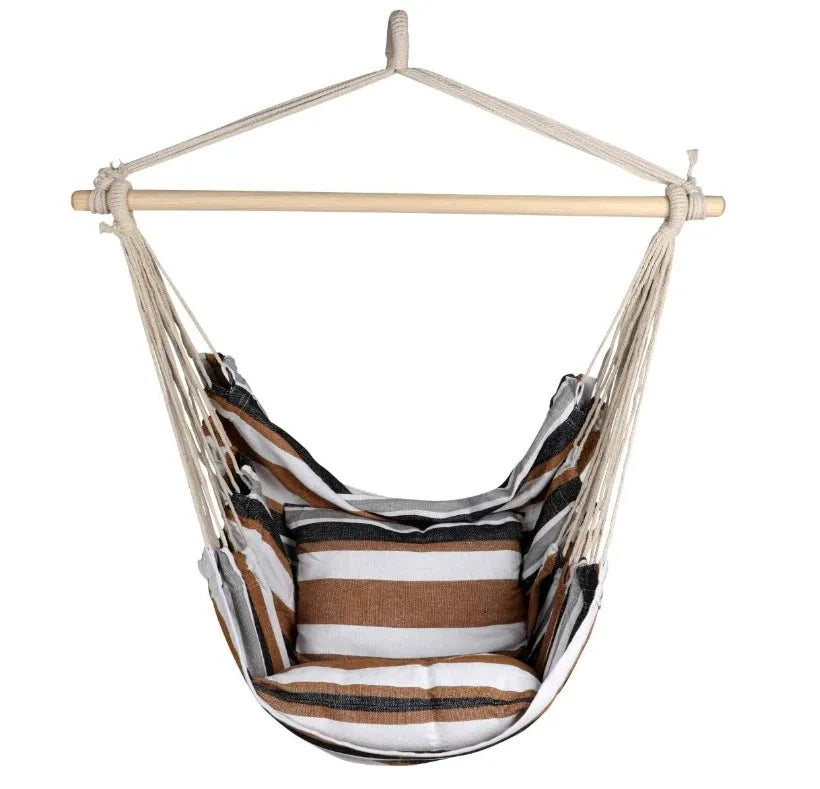 WOQI Durable Cotton Hanging Rope Hammock Chair Swing Seat Outdoor Patio Deck Yard and Garden Hanging Chair for Camping