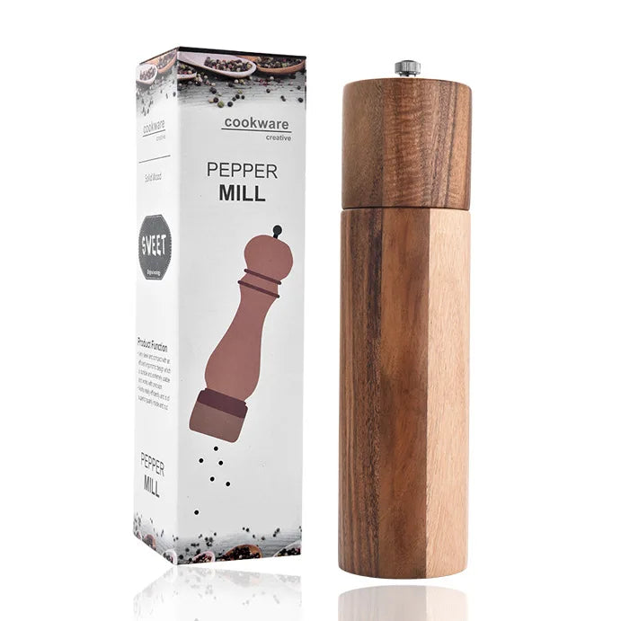 Acacia Wood Manual Mechanism Salt and Pepper Grinders Set of Handheld Mill for Seasoning Your Meals