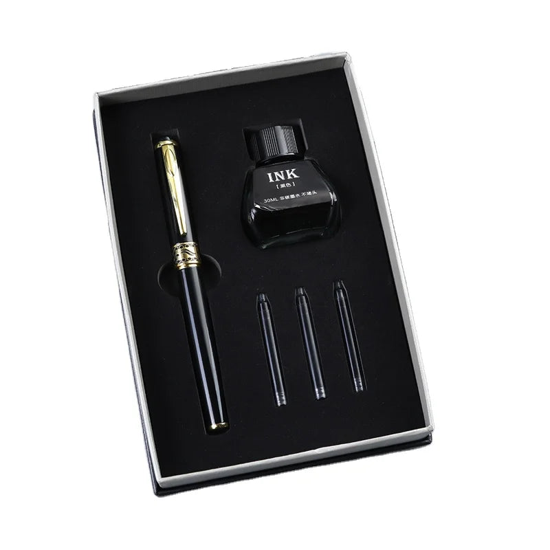 Fountain Pen Set Business Metal Gift Set Pen Black Gift Box Metal Fountain Pen Custom LOGO