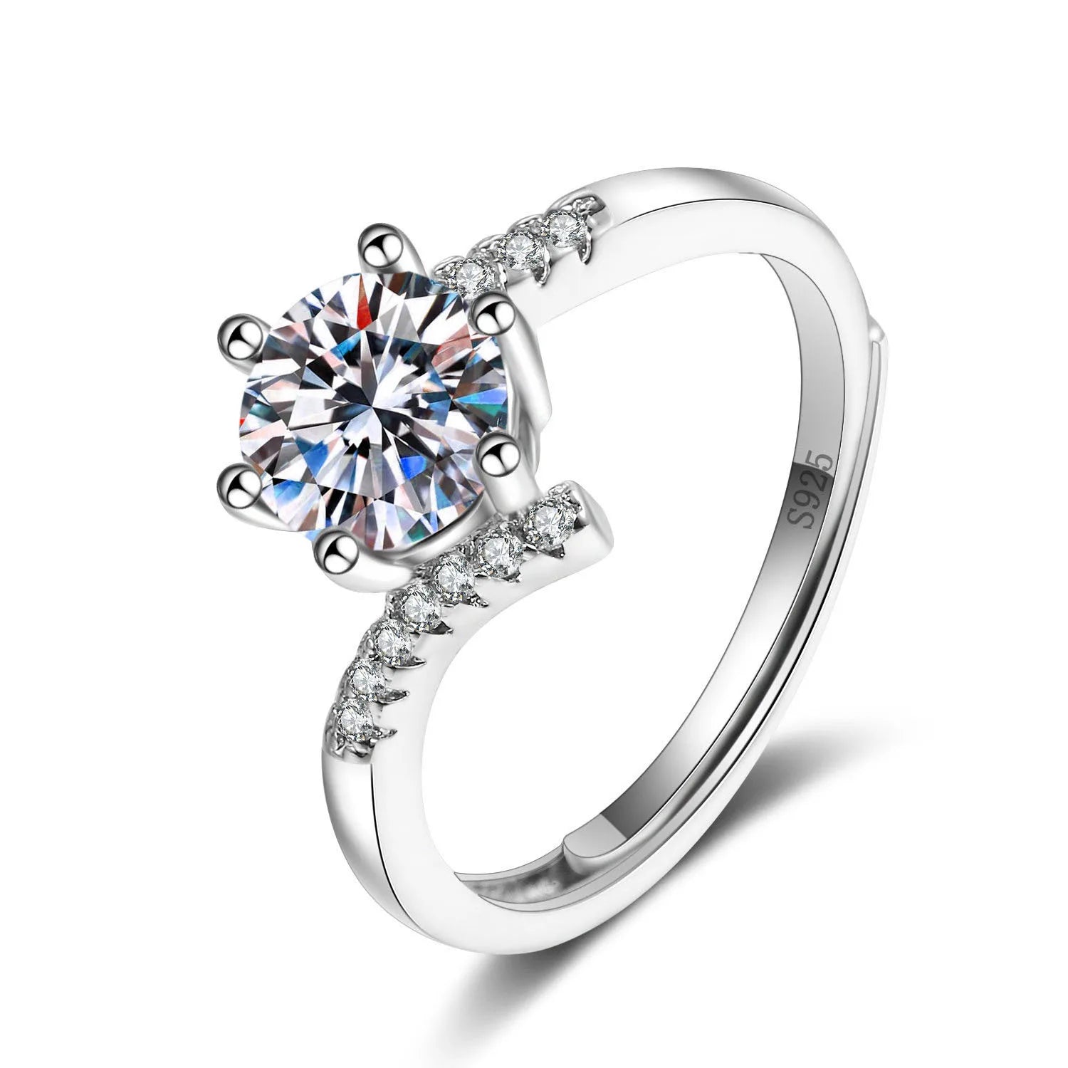 Exaggerated Luxury Shiny Diamond Wedding Ring for Women Luxury Silver Plated Wedding Ring Engagement Finger Ring