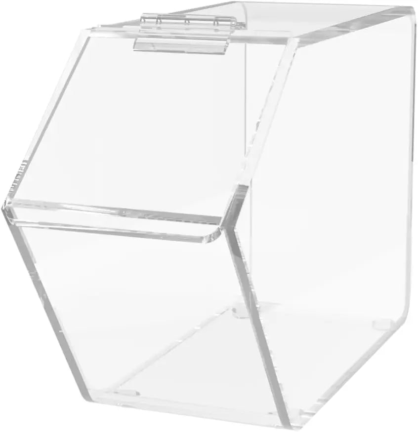 Marketing Holders Candy and Ice Cream Toppings Bin Clear Acrylic Cereal and Snack Food Storage with Hinged Lid for Countertops