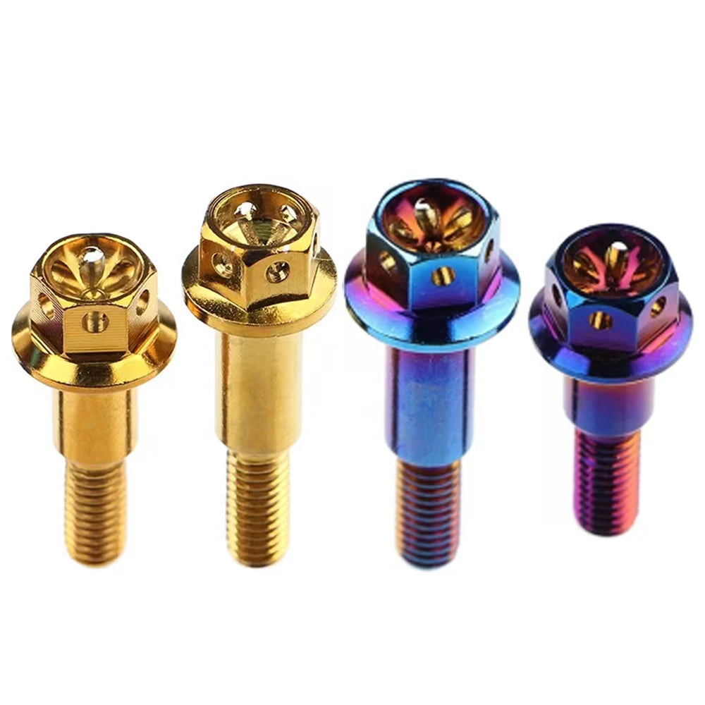 Anodized Titanium Bolts Nuts Screws Washers and Rings for Bicycle Bike M5X20 Burned Blue Color Hexago Titanium Stud Bolt