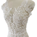 Beaded Sequins Mesh Lace Handmade 3D Wedding Dress Applique DIY Bridal Headdress Collar Fabric Patch