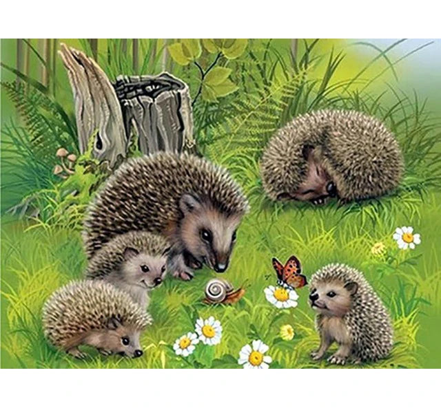 5D DIY Diamond Painting Cute Hedgehog & Dandelion Full Square Cross Stitch Embroidery Mosaic Classic Style Printed Rhinestones