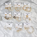 HOVANCI Gold Plated Hoop Earrings Set Vintage Pearl Twist Geometric Ladies Pearl Punk Earrings Set