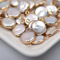 Natural 12mm Round Freshwater Pearl Connector Beaded Pearl Pendant for DIY Necklace Bracelet Earring Making Jewelry Accessories