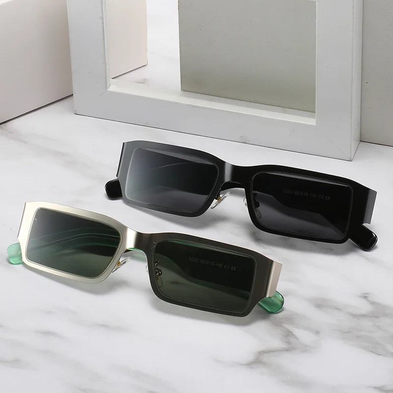 Wholesale New Small square Frame Fashion Uv400 Stainless Steel Metal Sunglasses for Men