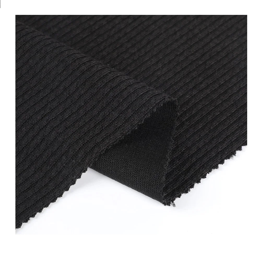 Shaoxing Textile TR Polyester Rayon Hacci RIB French Terry Knit Fabric Anti-Pill Stretch Sheer for Girls