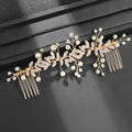 Luxury Bride Handmade Wire Gold Silver Hair Jewelry Accessories Rhinestone Bridal Wedding Crystal Pearl Side Hair Comb