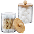 Acrylic Qtip Holder Dispenser Bathroom Jars with Bamboo Lids Cotton Ball Cotton Swab Container for Bathroom Storage Organizer