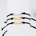 Trendy Custom Engraved Blank Bar Adjustable Bracelet Wholesale Fashion Stainless Steel Blanks Waxed Cord Adjustable Bracelet