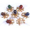 Natural Crystal Agate Stone Octopus Tabletop Ornament Glue Resin Sea Animal for Home Decor Other Crystal Crafts