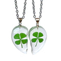 Natural Real Dried Press Clover Resin Pendant Necklace Transparent Four Leaf Clover Link Chain Necklace Souvenir Gift