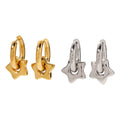 New Titanium Steel Non Tarnish Fashion Jewelry Star Pendant Circle Hoop Earrings for Women