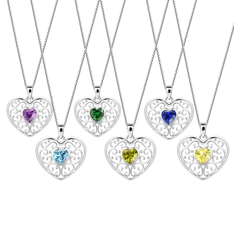 Fashion Heart Pendant Necklace With Beautiful Stone 925 Sterling Silver Best Jewelry for Anniversary