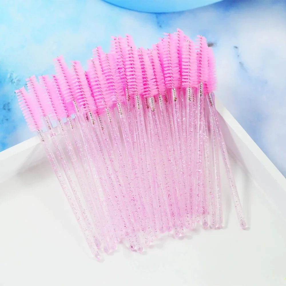 BL 10colors Eyelash Brushes 50pcs Individual Disposable Mascara Applicator Comb Wand Lash Makeup Tools