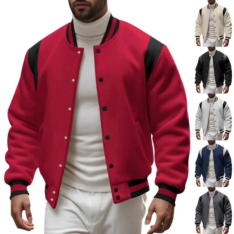RNSHANGER Spring New Casual Men's Jacket High Street Cardigan Zipper Stand Collar Baseball Men Jacket Street Hip Hop Jacket