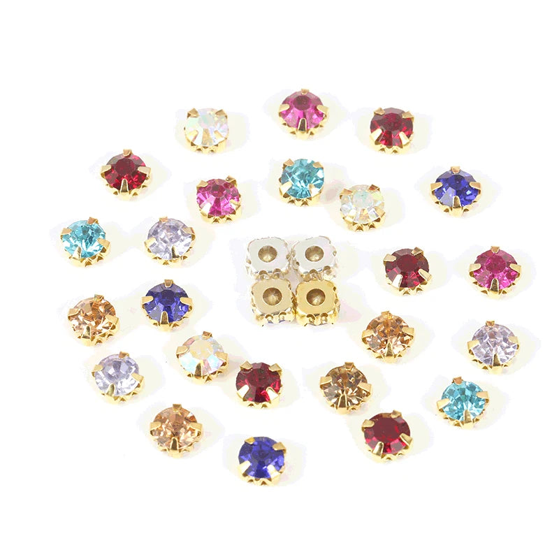 Best Sale Wedding Dress Accessories Round Clawed Colored Glass Stitched with Rhinestone Clasp and Stretch Features
