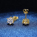 18K Yellow Gold Plated Round Brilliant Cut 0.5-2 Carat Diamond Test Past D Color VVS1 Moissanite Wedding Stud Earrings for Women