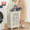 60L Plastic Slim Ventilated Laundry Hamper with Lid Laundry Organizer with Handle Dirty Clothes Storage Basket with Wheels