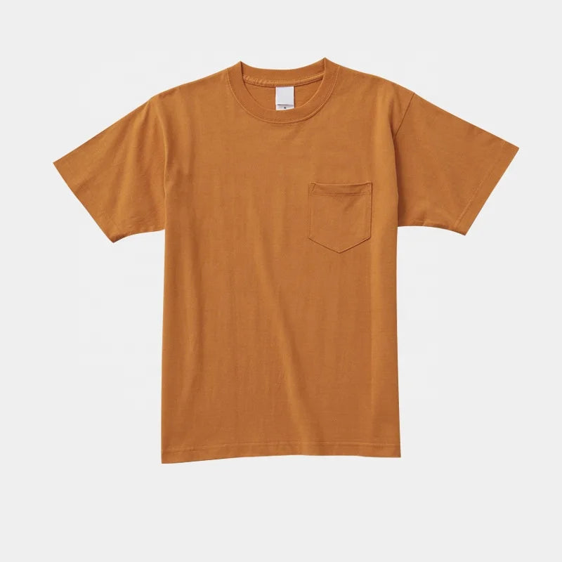 Vintage 230 Gsm Cotton Pocket T Shirt Loose Fit Unisex Heavyweight T Shirt With Pocket