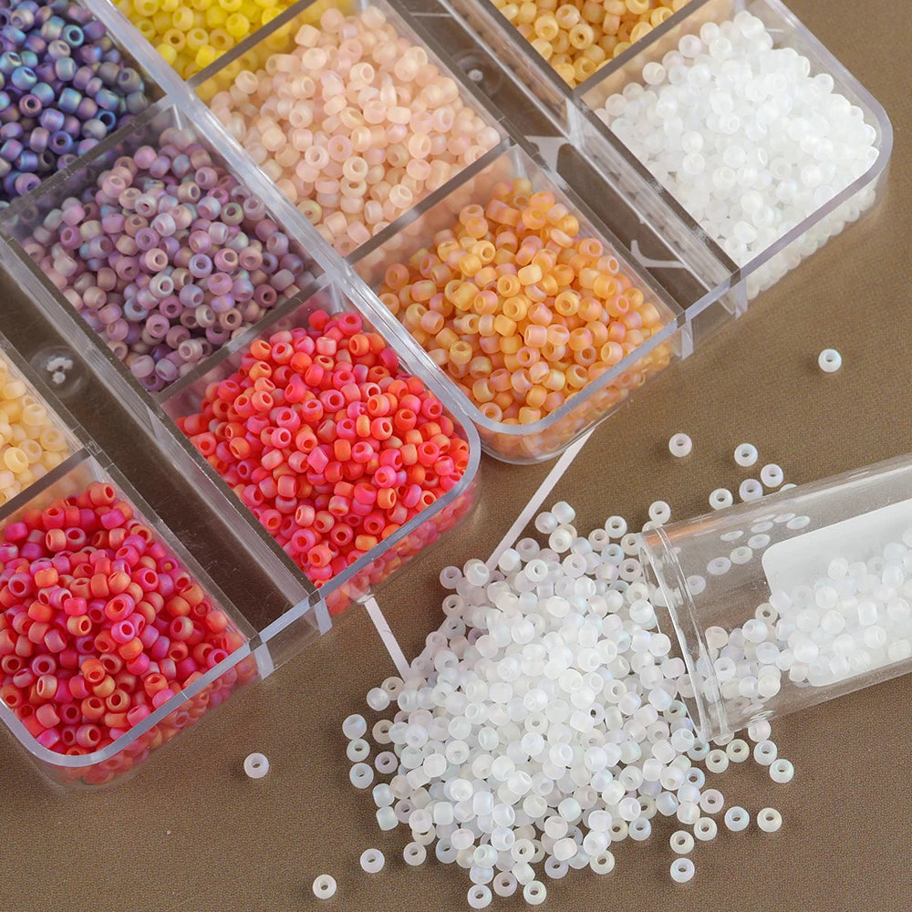 Frosted AB Colors Crystal Loose Jewelry Bead 10 G/Barrel Premium 12/0 2mm Rocailles Glass Matte Seed Beads