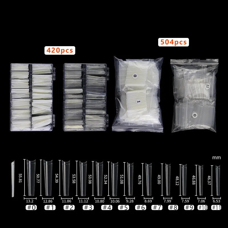 3XL Nail Tips No C Curve 420Pcs Box Square Stiletto Extra Long Straight ABS Nails Custom LOGO XXXL No C Cover Coffin Nail Tips