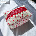 Large Size Toiletry Bag Custom Small Cherry Print Recycled Quilted Makeup Organizer Bag