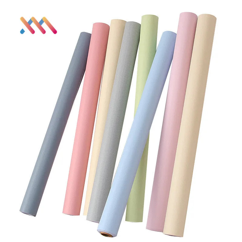 PVC Self Adhesive Plain Color No Woven Embossed Surface Wallpaper Vinyl Film for Wall Home Decoration Renovation