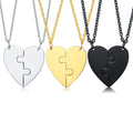 Matching Broken Heart Necklace for Couple Stainless Steel Laser Engraving Blank Heart Pendant Couple Necklaces for Lovers