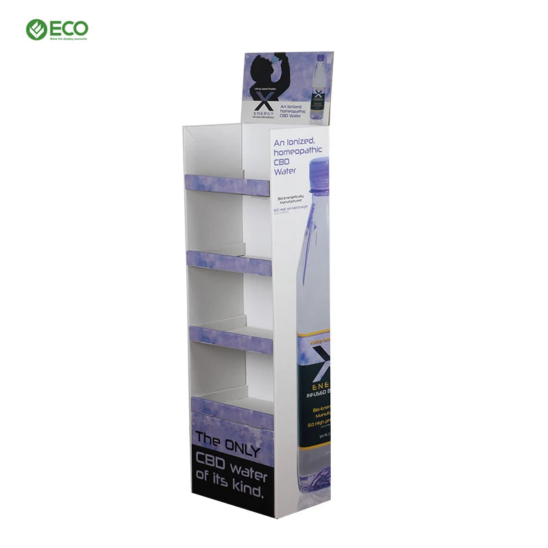 Customized Supermarkets Shelf 4 Tier Cardboard Plastic Soft Drink Floor Display Rack for Supermarket Shelf