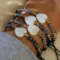 Go2boho 2024 Minimalist Unisex Sea Shell Heart Stack Multi Color Luck Crystal Beaded Bracelets With Card Gifts for Teen Girl