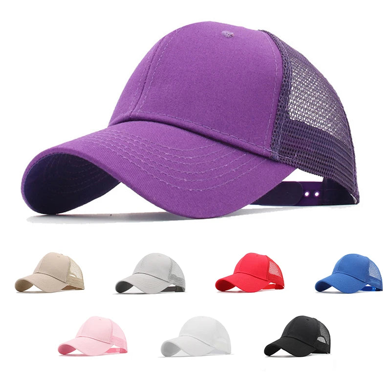 High Quality Curved Brim Mesh Baseball Cap Customized Logo Processing Snapback Trucker Cap Sports Hat