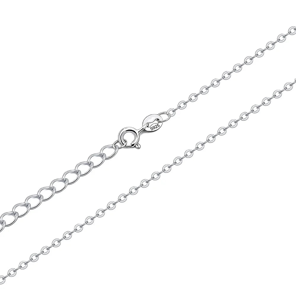 1.3mm Harmmed Flat Cable Link Extender Pure 925 Sterling Silver Cable Chain for Necklace Jewelry