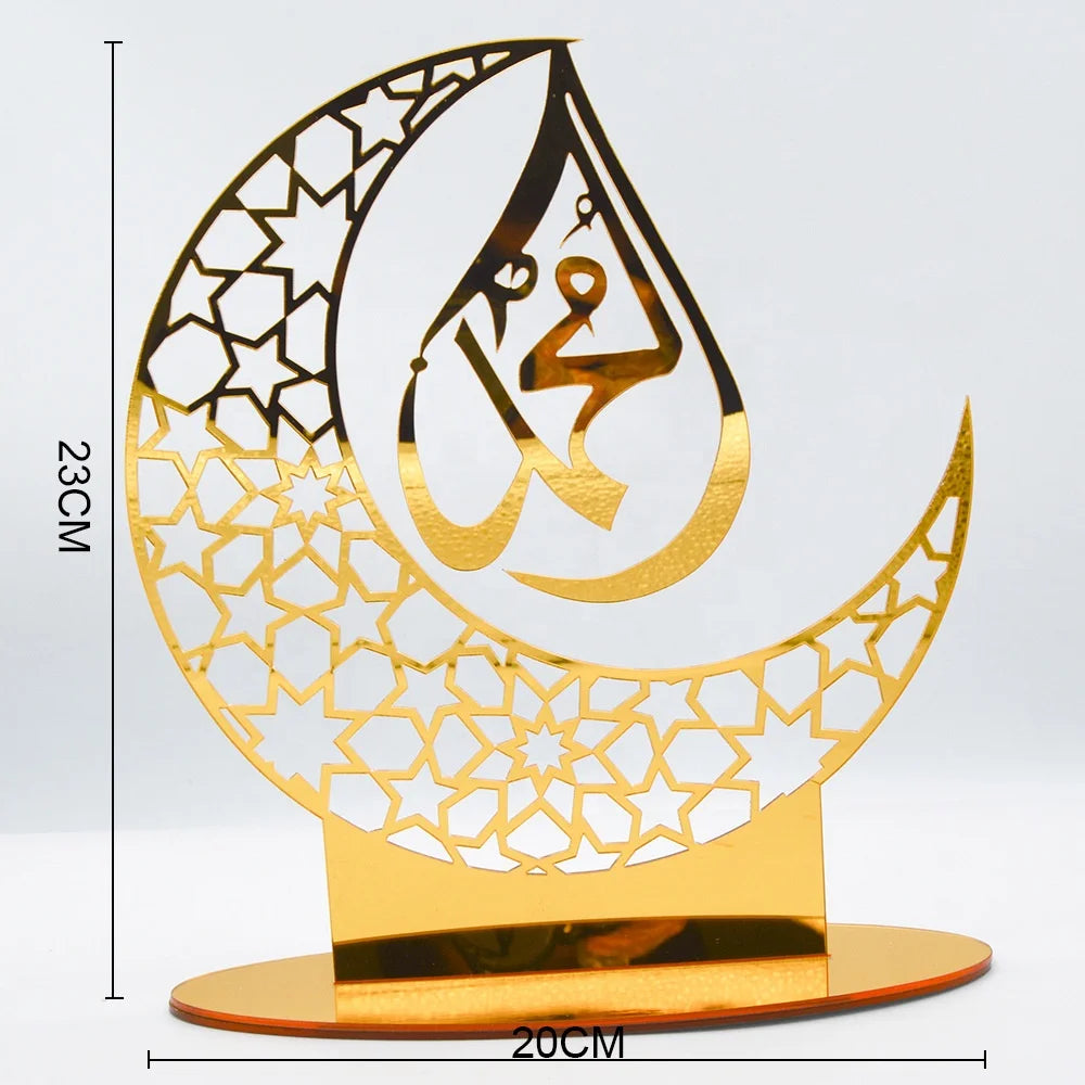 Islamic Muslim Festival Eid Decoration Acrylic Eid Mubarak Ramadan Gift Ornament for Party Decorations