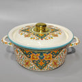 26cm Thick-Rolled Edge Enamel Soup Stew Pot Double-Ear Contemporary Design Gas Cooker Glass Cover Dishwasher Safe Hand Wash Only