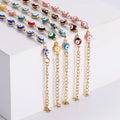 Gold Plated Stainless Steel Bracelet Enamel Leg Chain Colorful Eye Ball Anklet Summer Beach Waterproof Foot Jewelry for Women