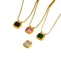 New Design Rectangular Geometry Light Luxury Korean Jewelry Stainless Steel Gold Plated Color Diamond Charm Women's Necklace