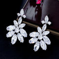 Super Sparkling White Cubic Zirconia Luxury Bridal Dangle Drop Engagement Earrings for Wedding Banquet Big Party Jewelry