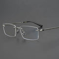 Spectacles or Optical Frames Unisex Solid Square Clear Rimless Glasses Titanium Eyeglasses for Reading