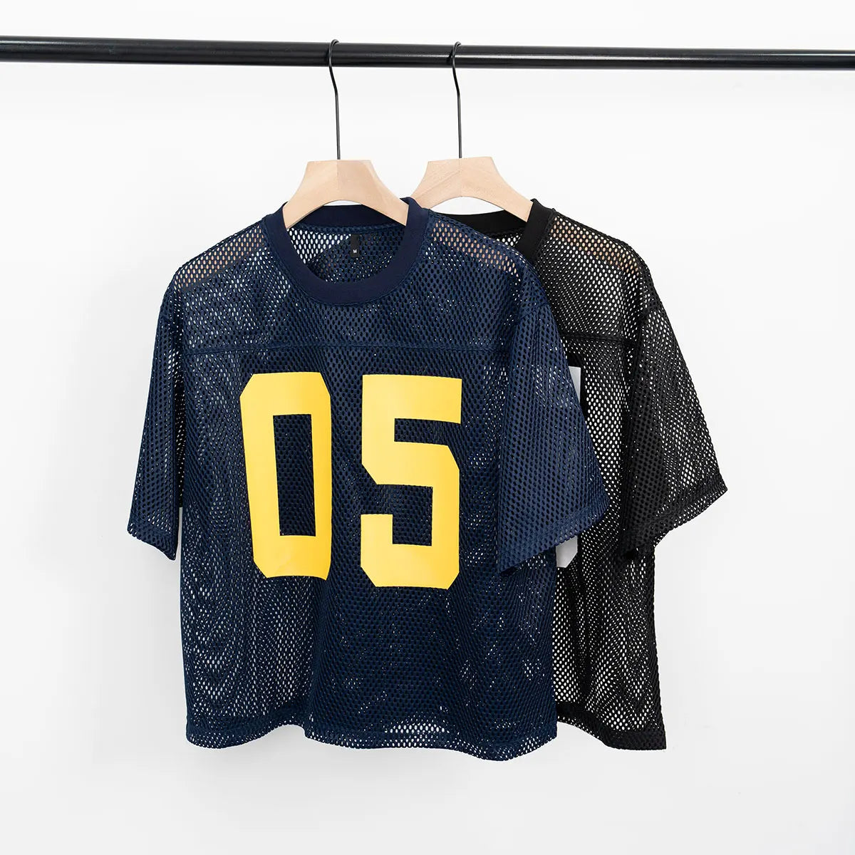Screen Printing Oversize Cropped t Shirts Men Streetwear Boxy Fit Soccer Mesh Jersey Custom
