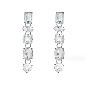 2024 New ZA Exaggerated Geometric Long Rhinestone Dangle Earrings for Women Personalized Trend Party Dinner Jewelry Accessories