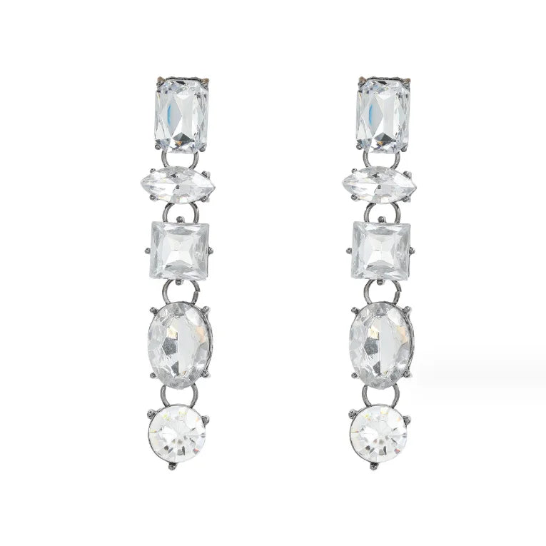 2024 New ZA Exaggerated Geometric Long Rhinestone Dangle Earrings for Women Personalized Trend Party Dinner Jewelry Accessories