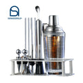 12pcs Hot Sale Drink Mixer Cocktail Shakers Making Custom Logo Stainless Steel Cocktail Shaker Set Barware Tool Set With Stand